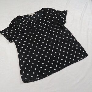 LOFT Black/Off-White Dot Pattern Blouse SP